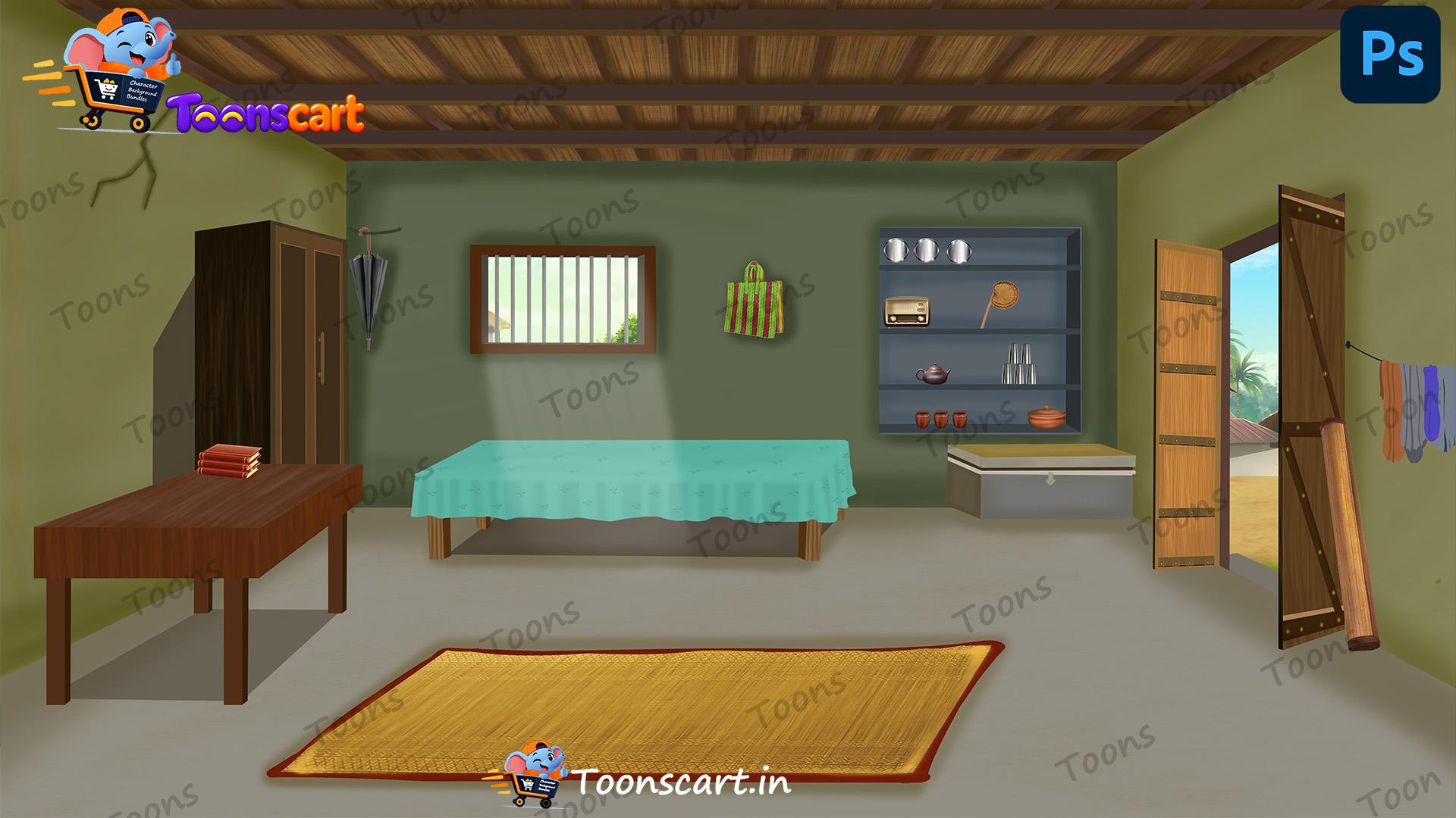 Indian Poor Village House Room Interior(Inside View) PSD HighQuality Background