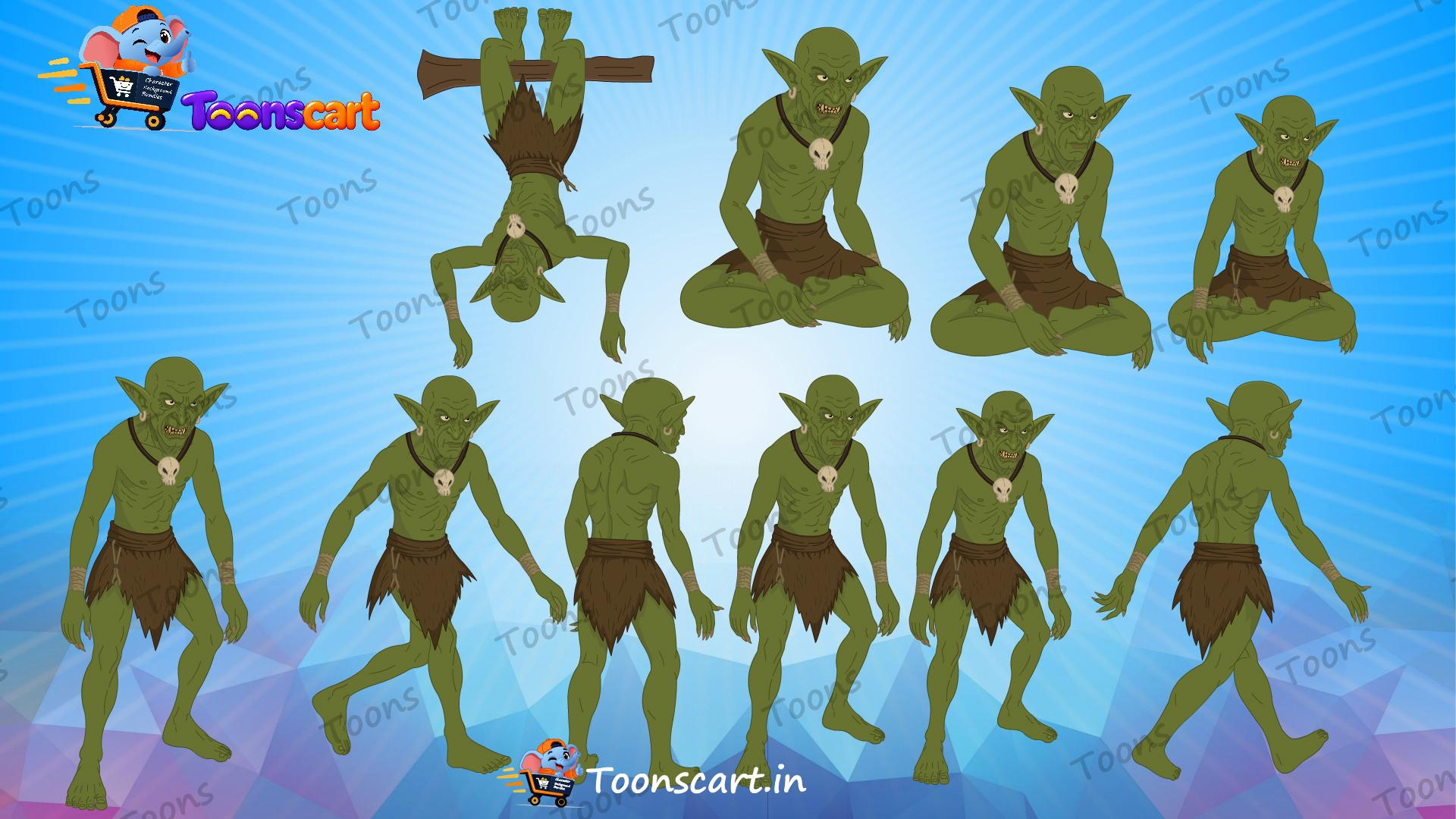 Village Jungle Rakshas Danav Green Goblin Animated Ghost Character