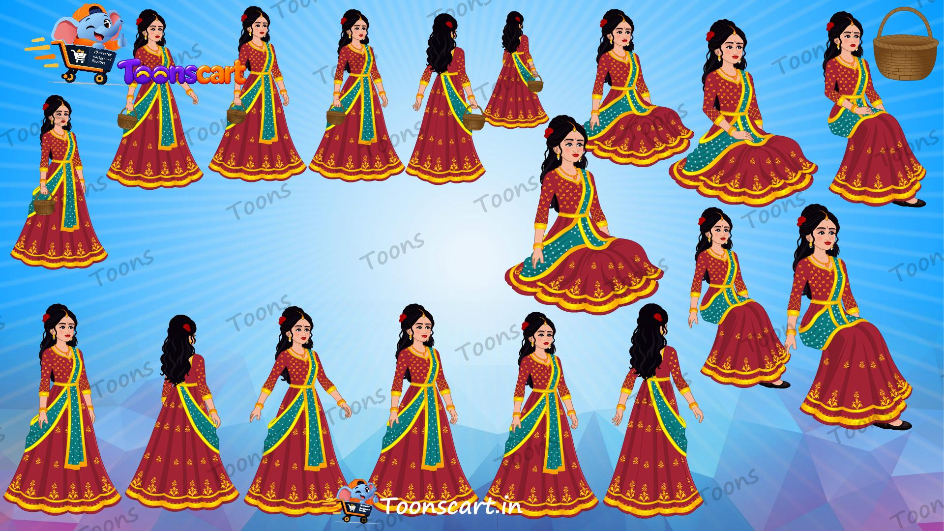 Indian Village Princeess Rani(Rajkumari) Daughter Animated Human Character