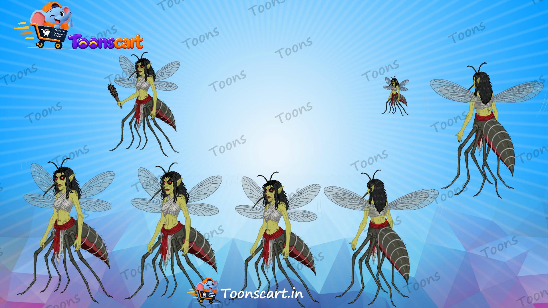 Village Jungle Danav(Rakshas) Female mosquito Fly Animated Human Character
