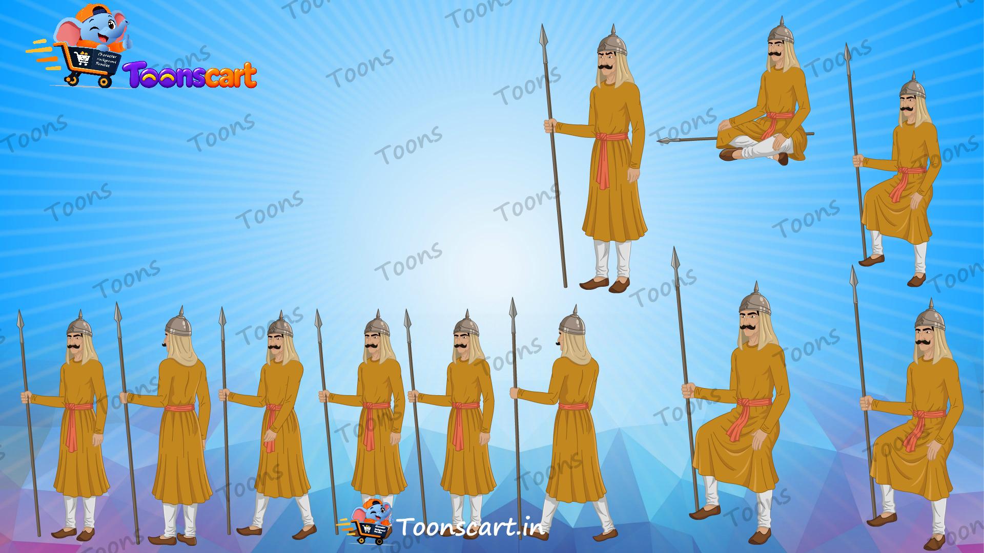 Indian King's New Tall Sainik(Sipahi) Animated Human Character
