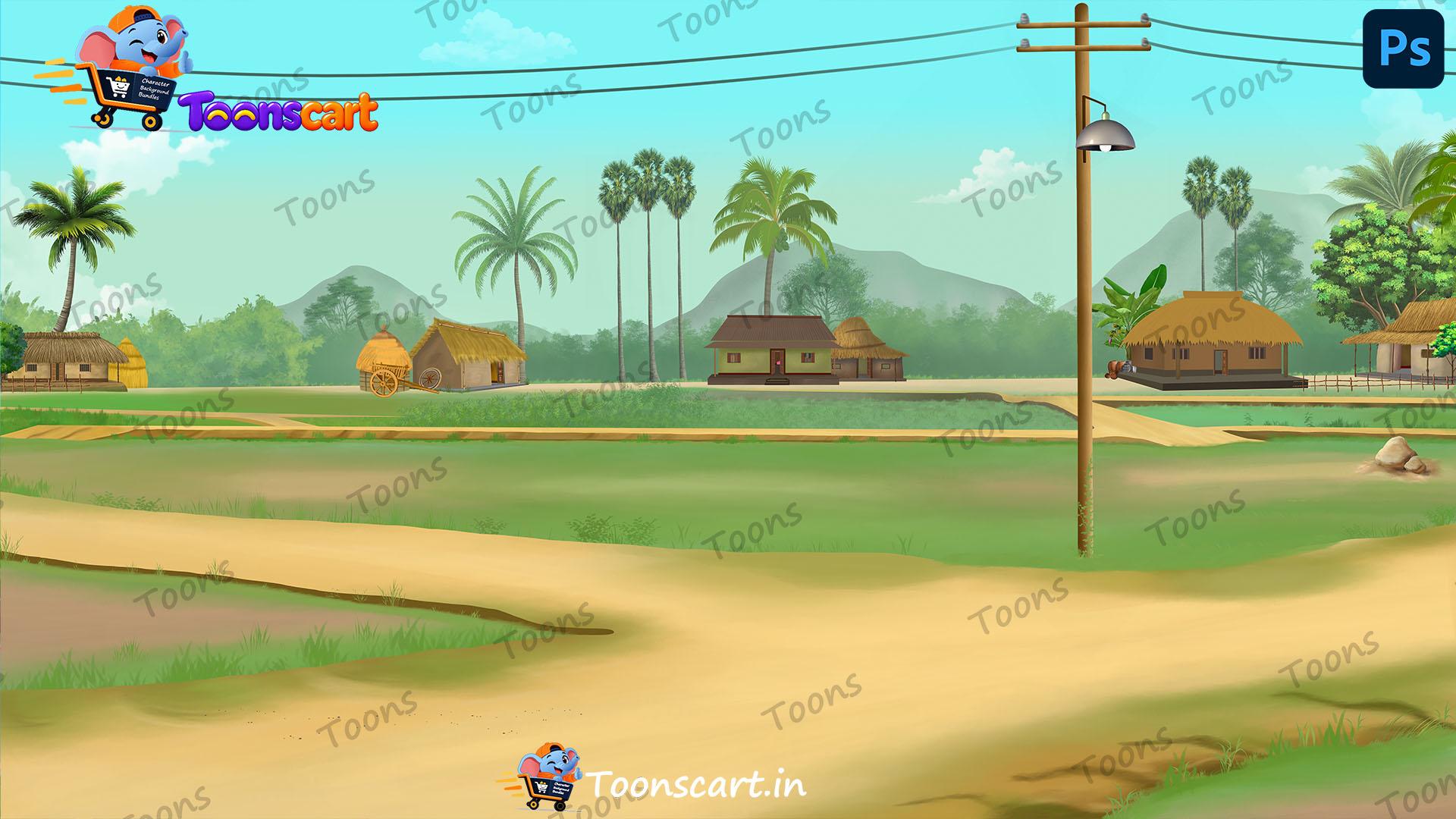 Premium Indian Village Road View PSD High Quality Background