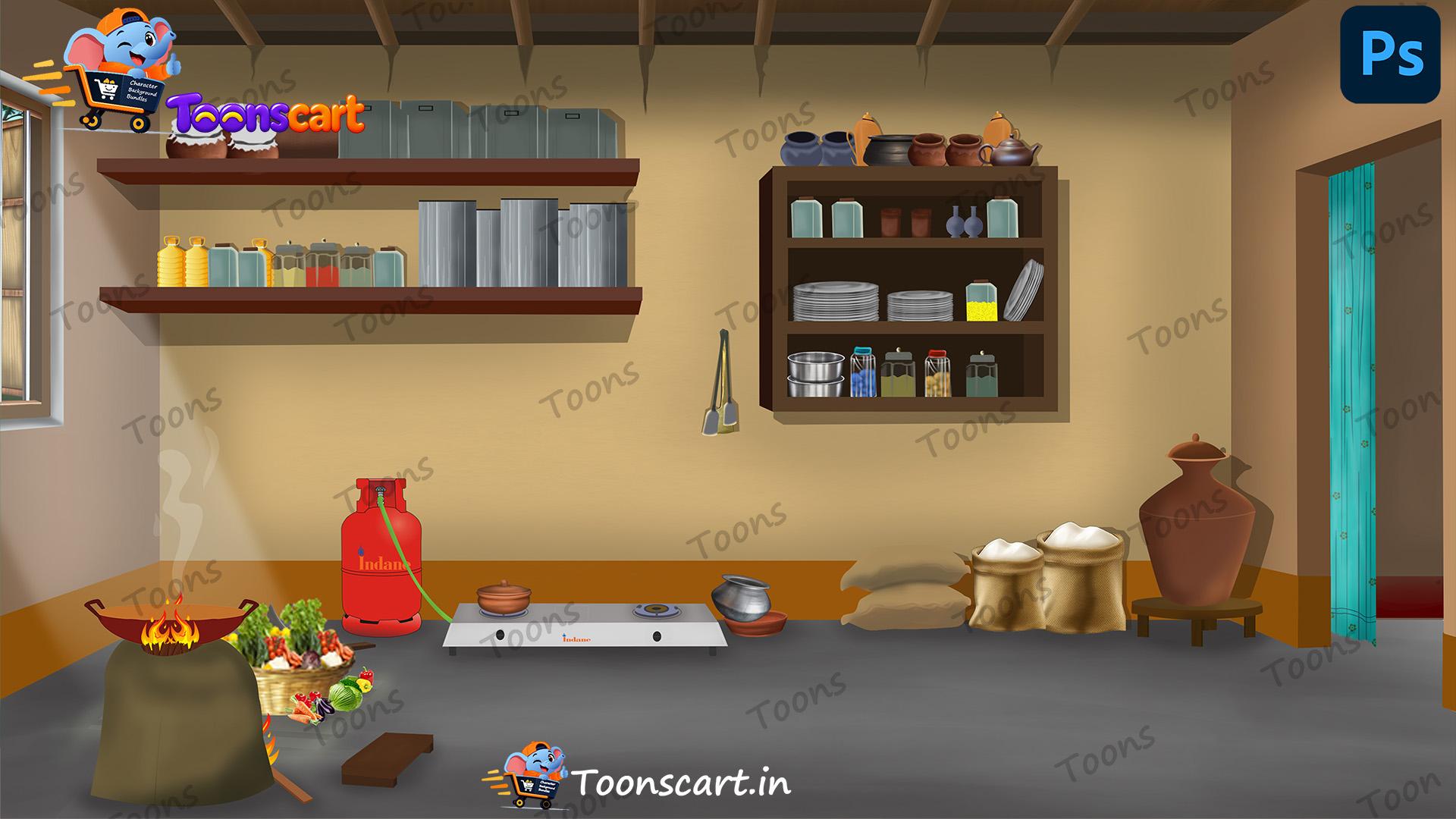 Indian Village Poor Kitchen Room PSD High Quality Background