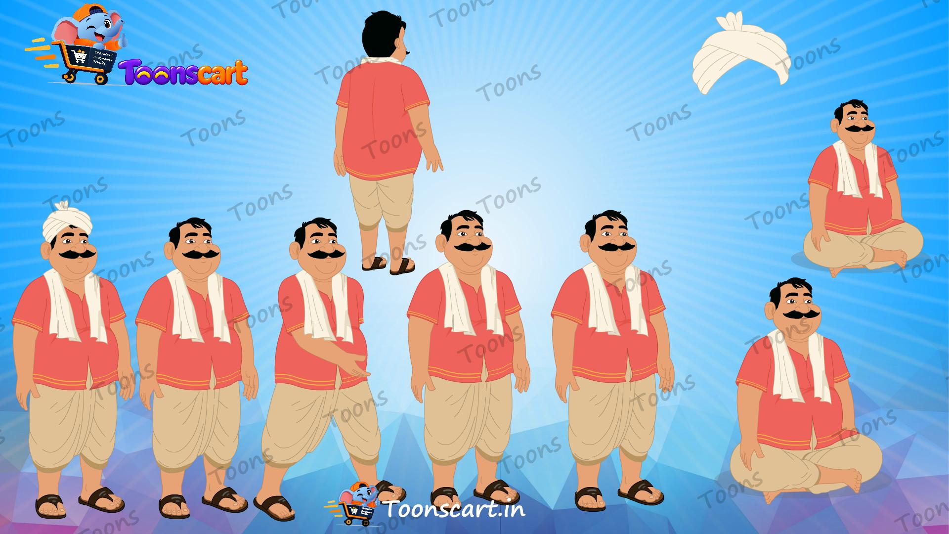 Indian Village Motu Halwai(Sweet Seller) Animated Human Character