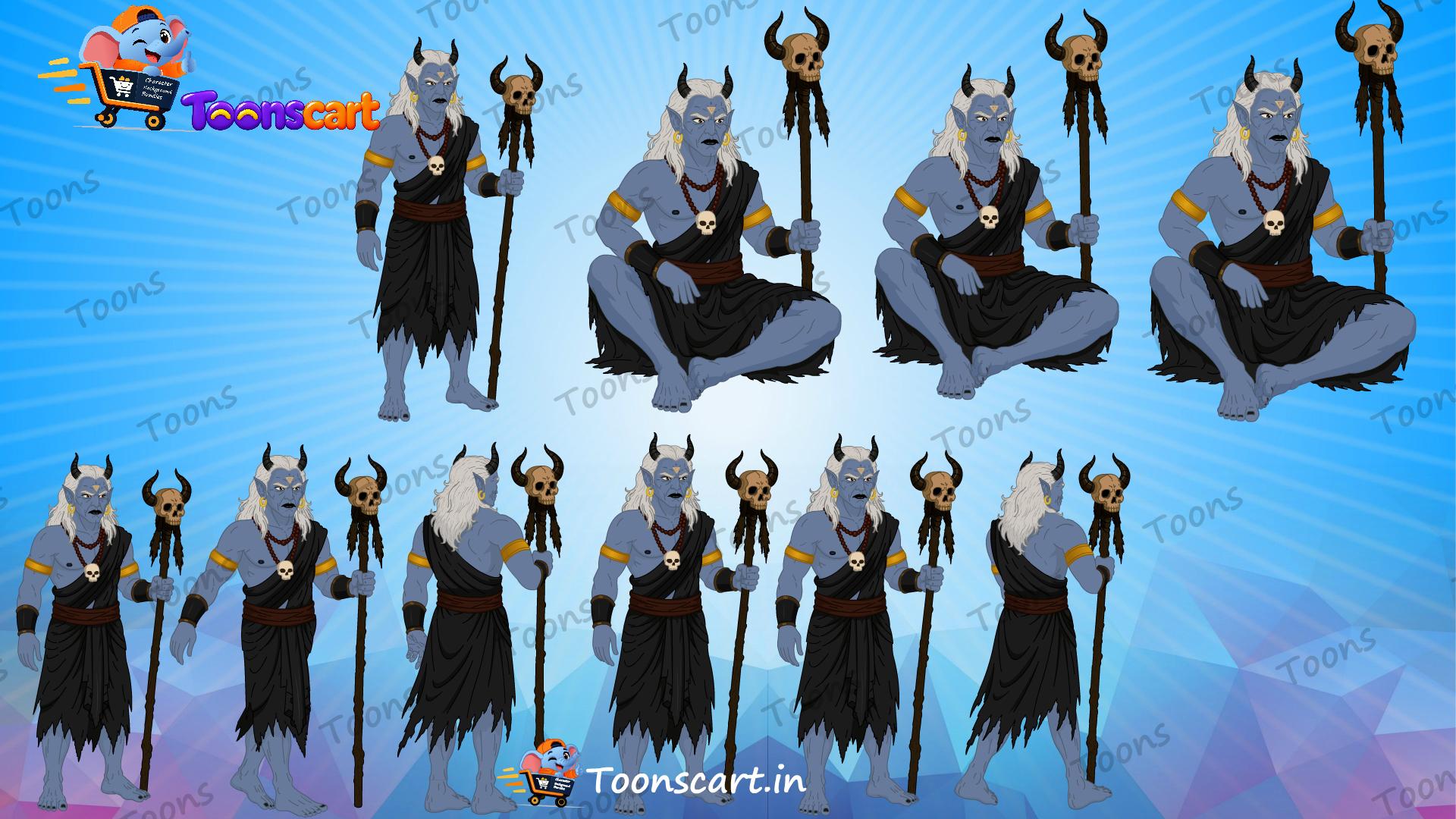 Village Jungle Danav Rakshas Demon Saadhu Animated Ghost Character