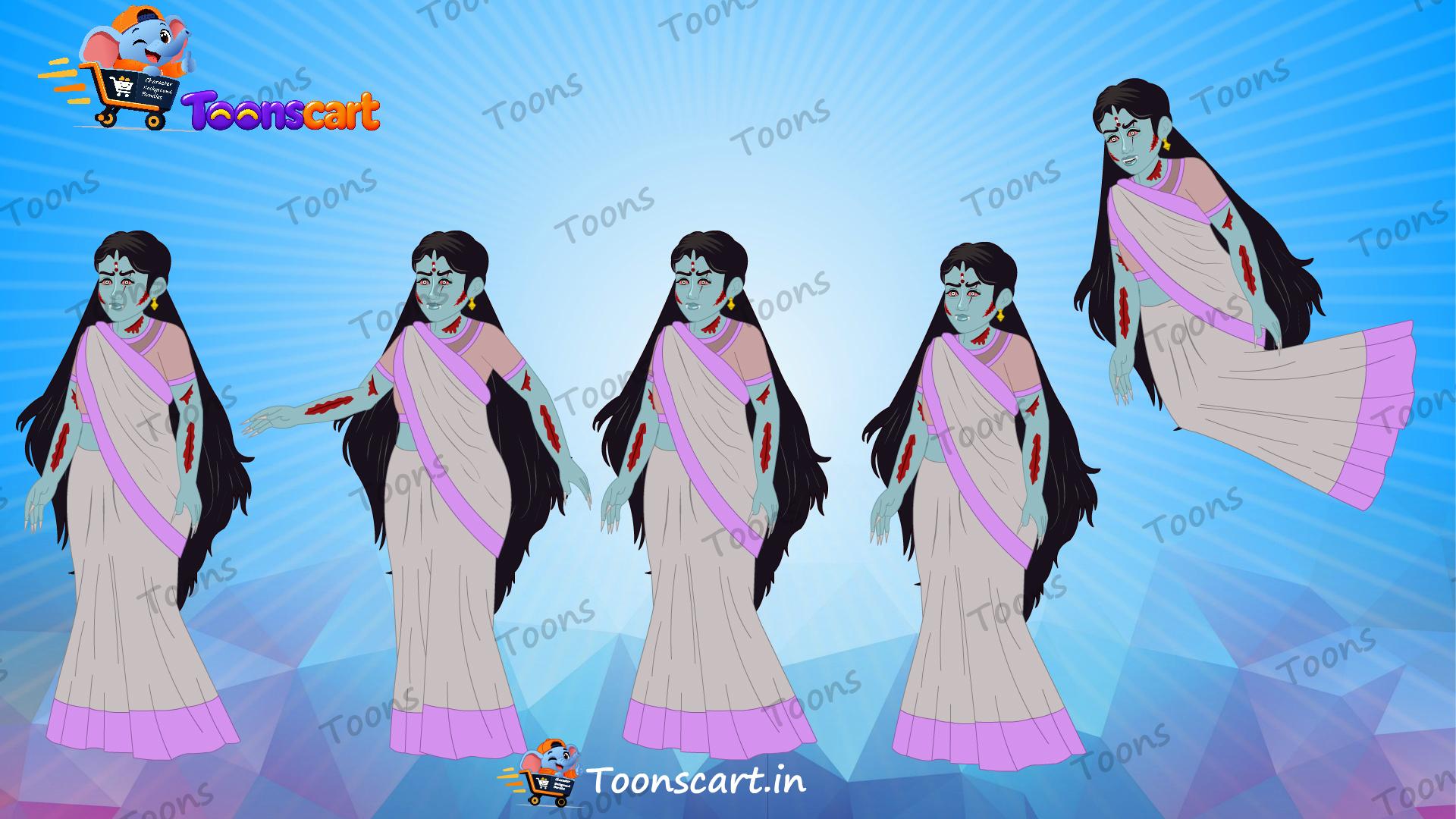 Indian Village Chudail Bhoot(Ghost) Animated Human Character