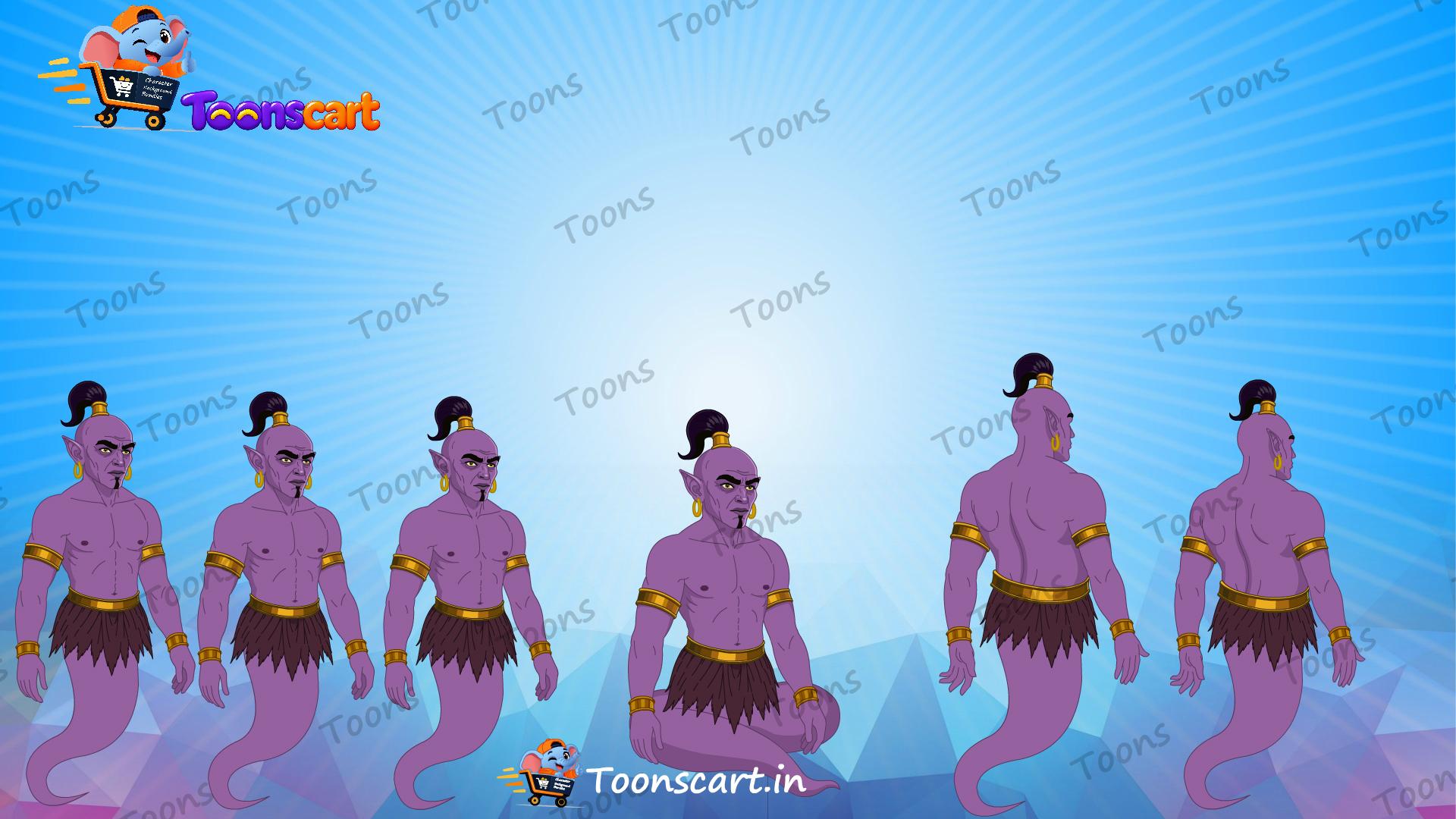 Indian VIllage Blue jinni(Danav) Animated Human Character