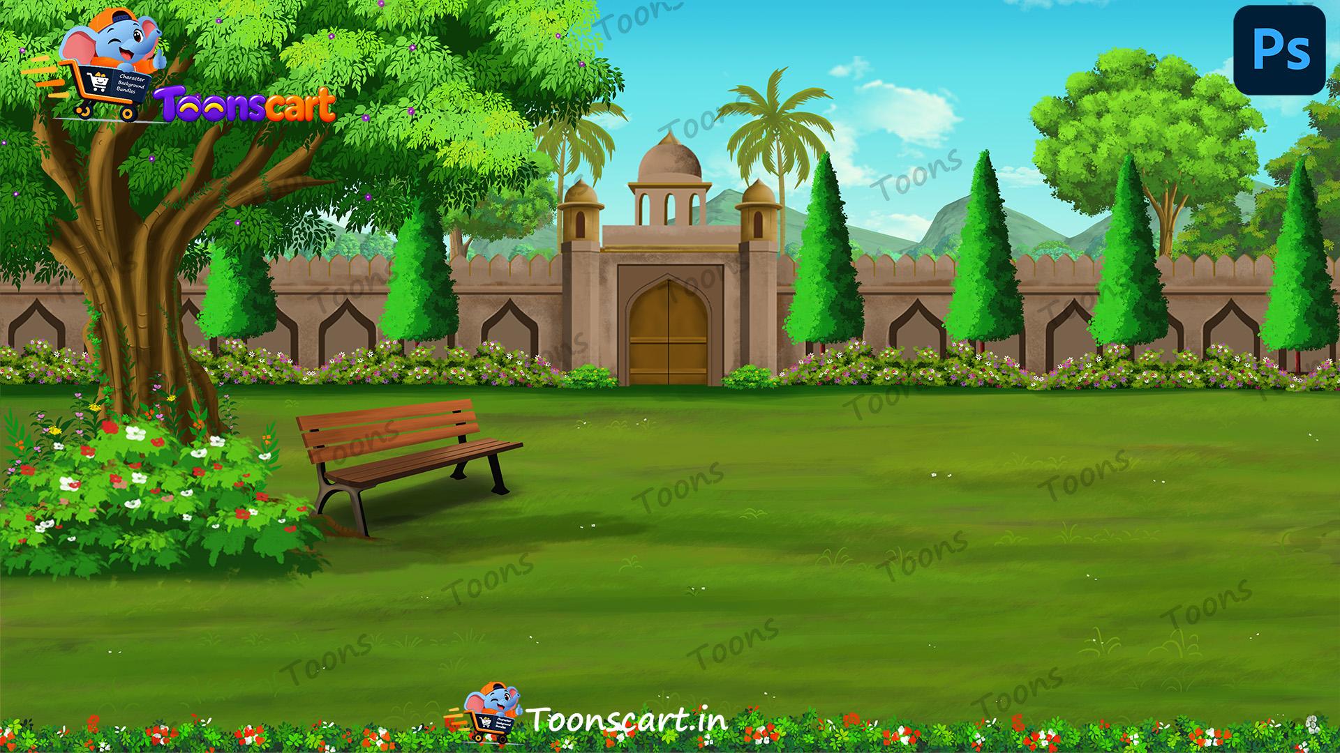 Premium King's Mahal(Palace) Garden PSD High Quality Background
