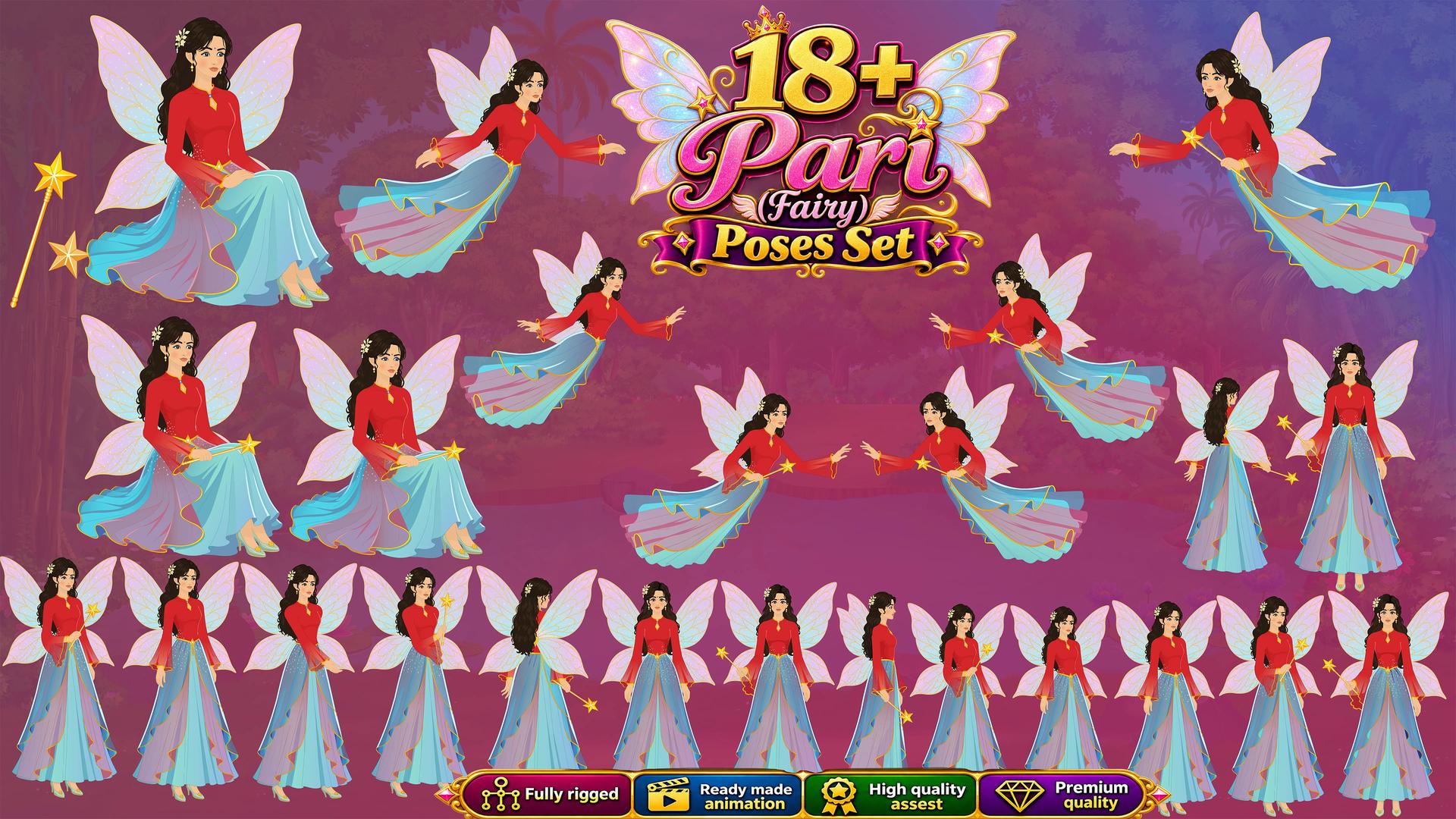 Premium 18+ Cute Pari(Angel Fairy) Animated Woman Character