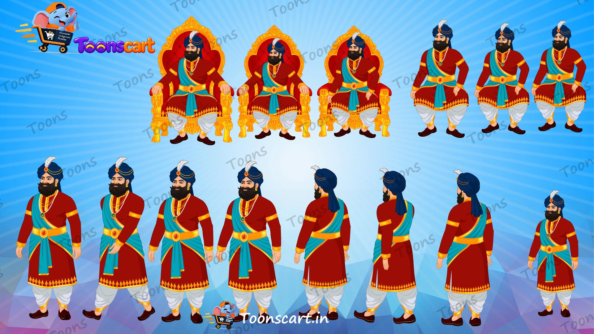 Indian Village Old King(Raja) Animated Human Character