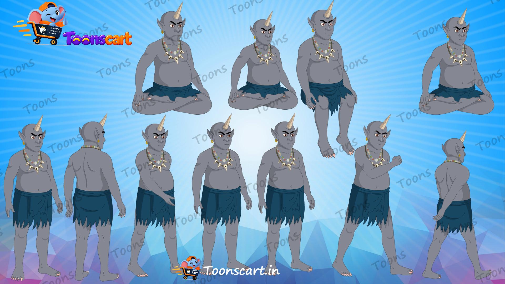 Village Jungle Danav Rakshas Grey Danav Animated Ghost Character