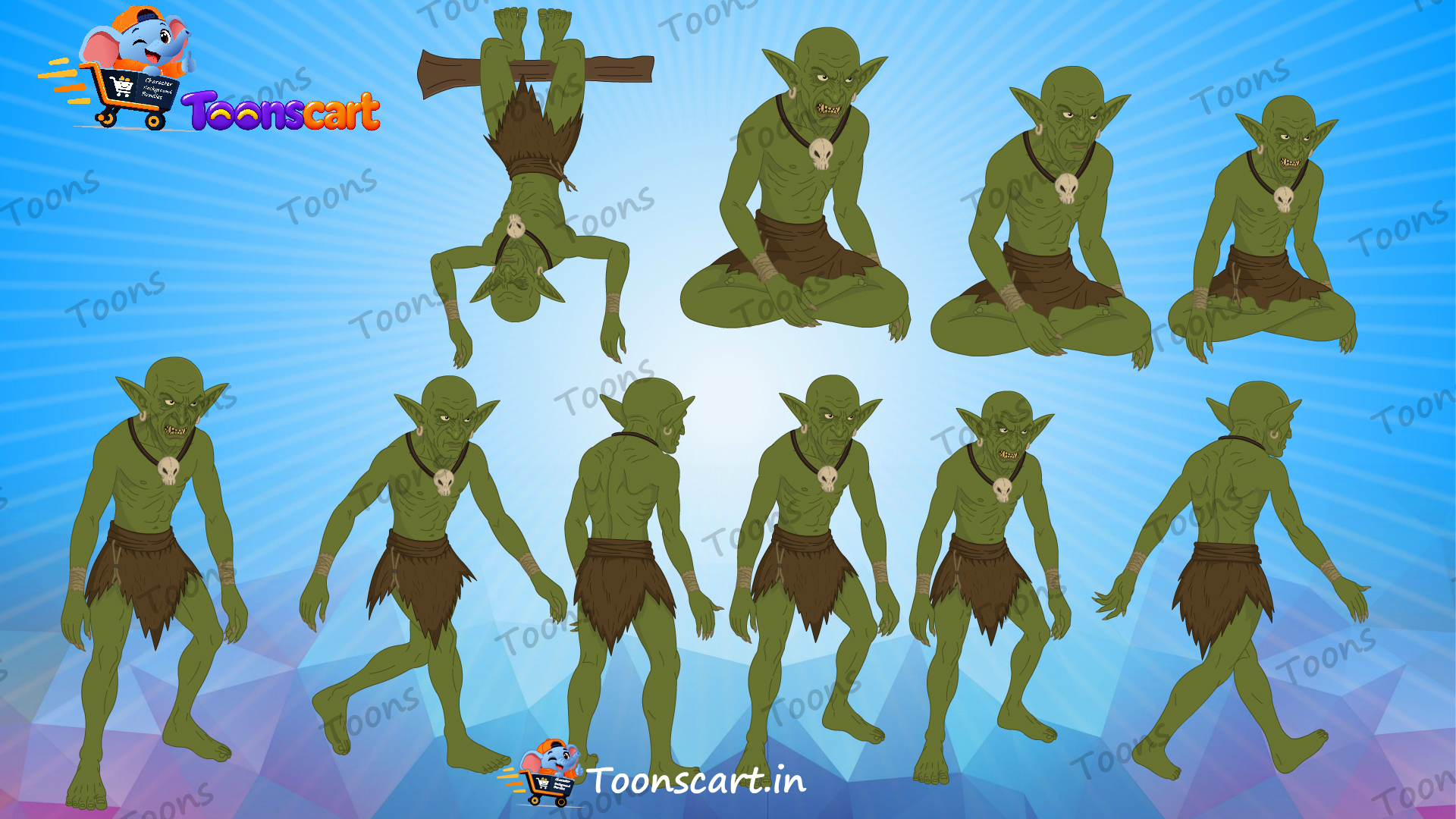 Village Jungle Rakshas Danav Green Goblin Animated Ghost Character