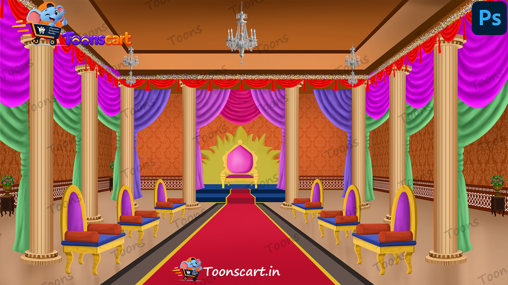 King's Drabar(Mahalsabha) Courtroom PSD High Quality Background