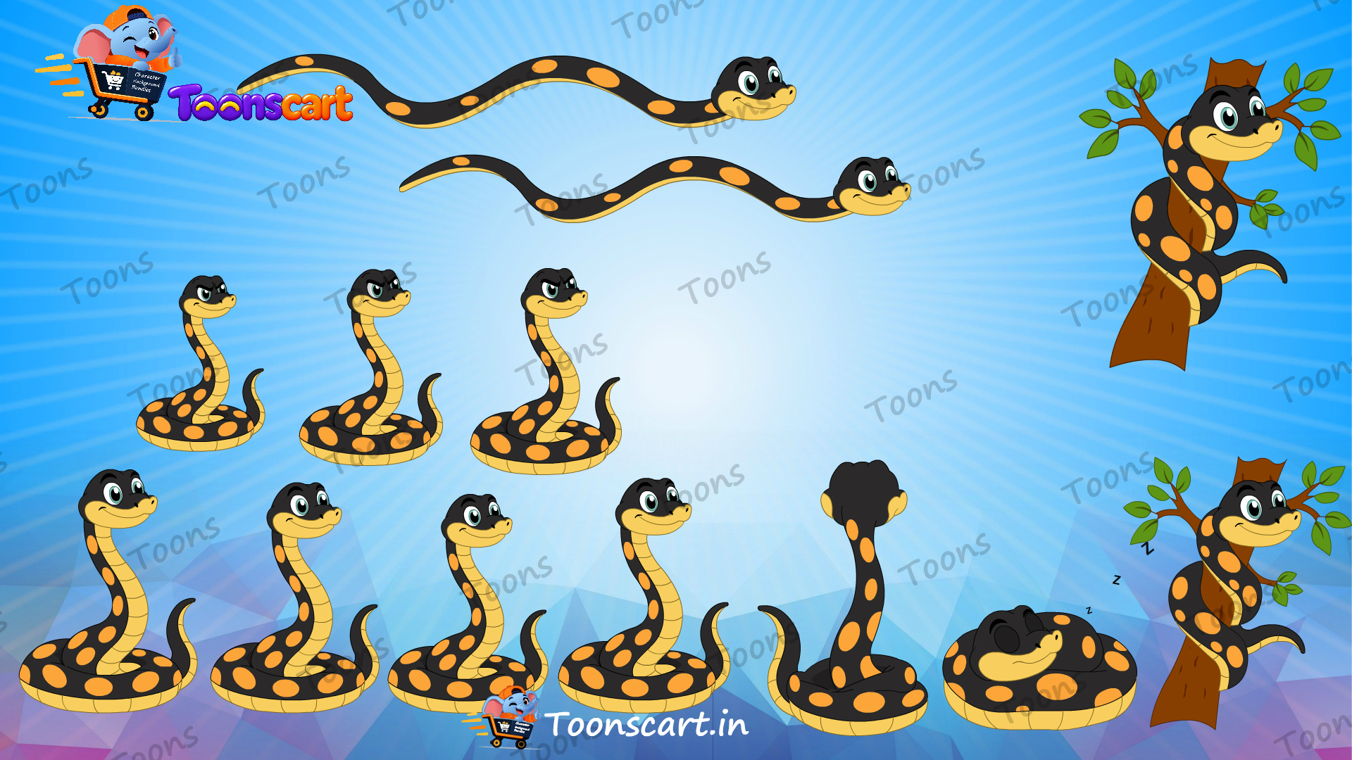 Premium Indian Python Snake(Saanp) Animated Reptile Character