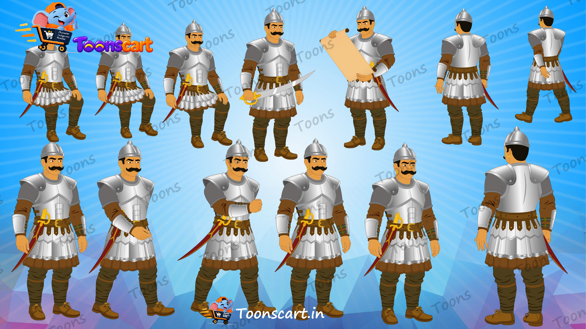 Indian Village King Sipahi(Sainik) Animated Human Character