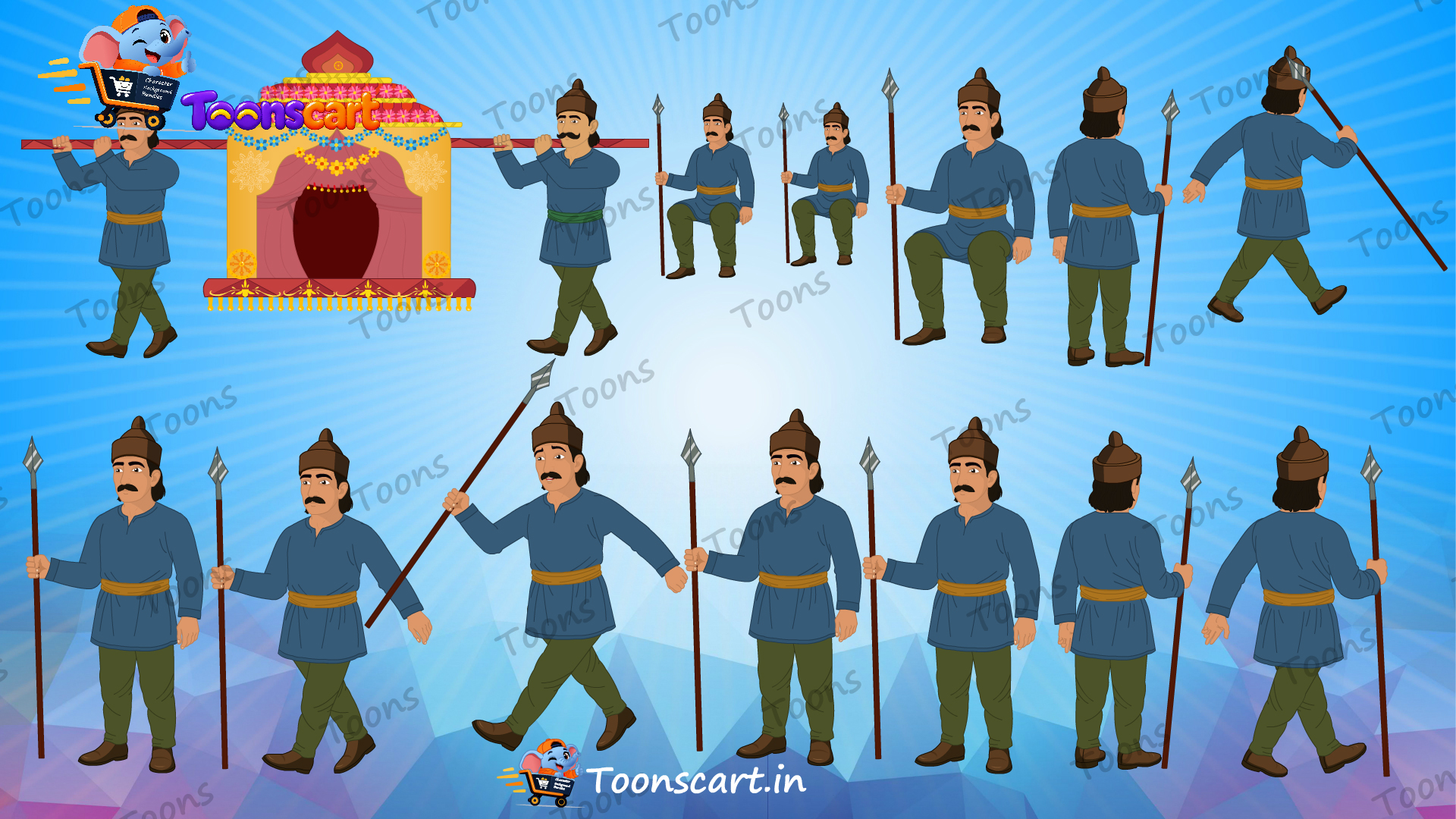 Indian King's Sainik(Sipahi) Animated Human Character