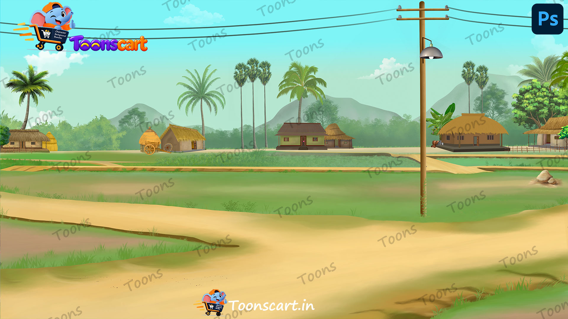 Premium Indian Village Road View PSD High Quality Background