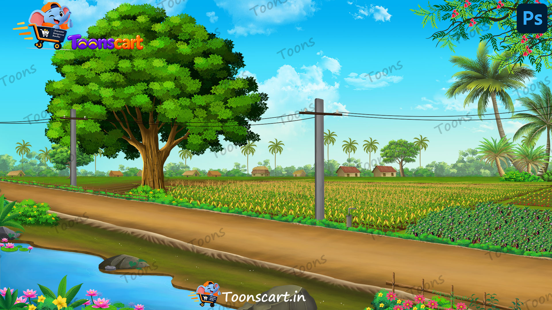 Premium Village Khet(Crop Field) PSD High Quality Background