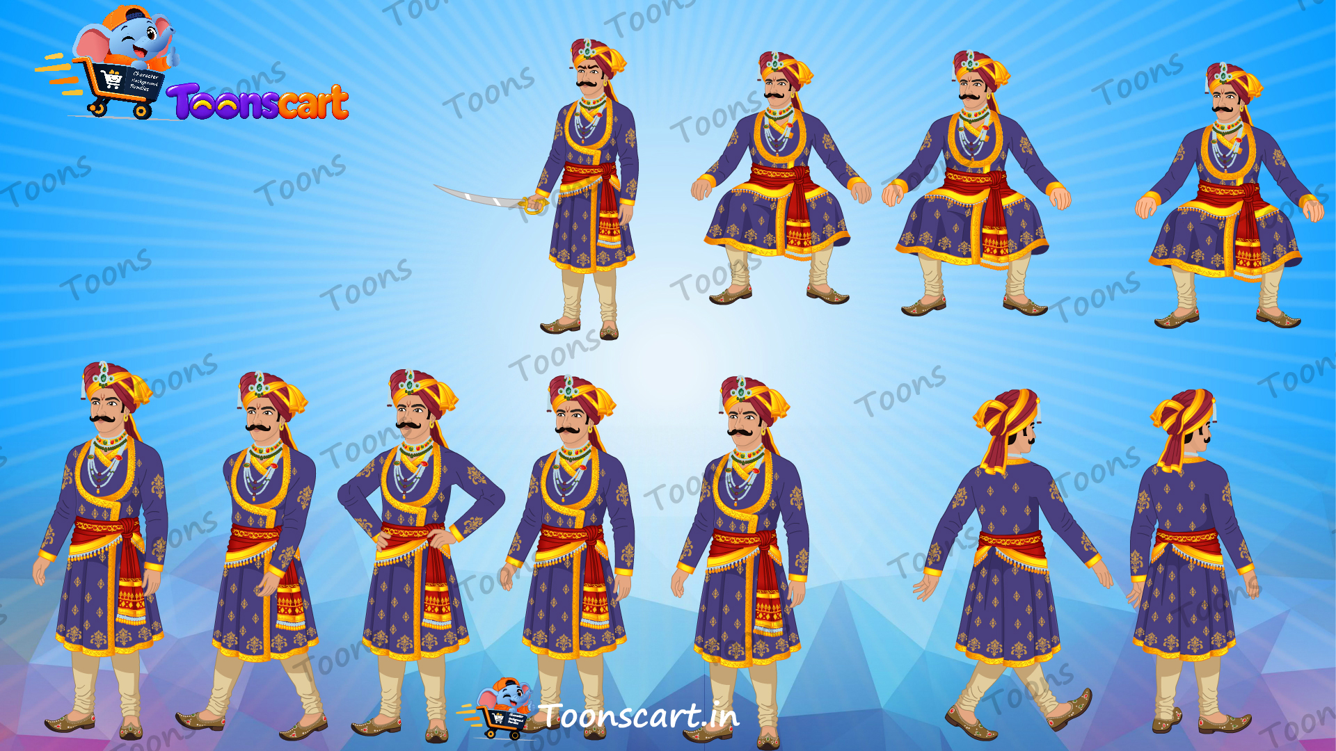 Indian New Royal King(Rajkumar) Animated Human Character