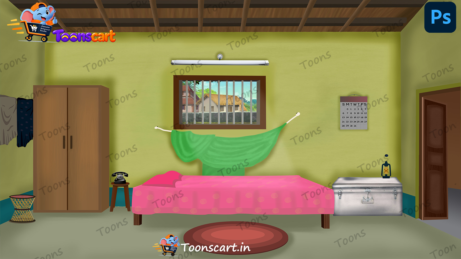 Indian Village Poor BedRoom Inside PSD High Quality Background