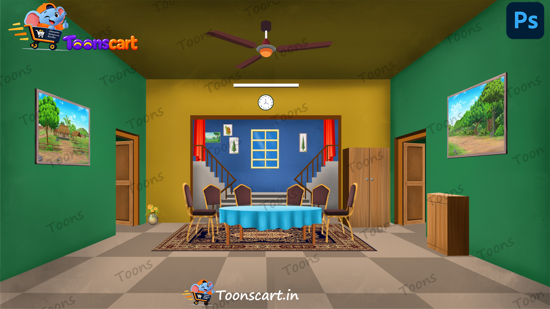 Indian Village Rich Dinning Room PSD High Quality Background