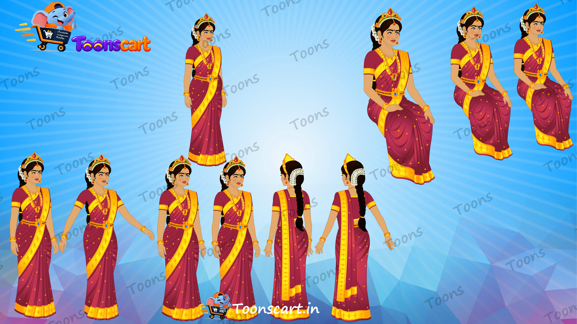 Indian King's old Princess(Rani) Animated Human Character